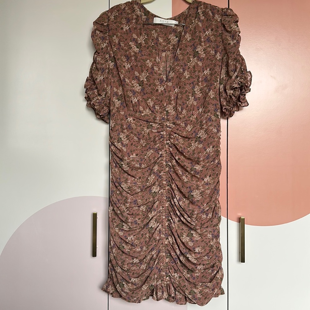 Ruched Floral Dress